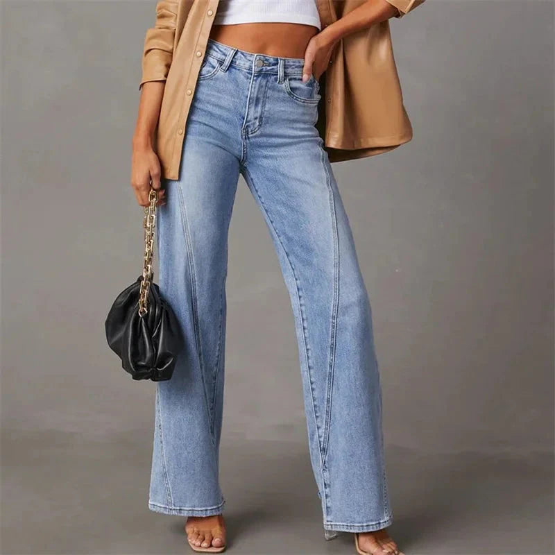 Women's High Waist Wide Leg Jeans Comfortable Fit - Vonnera