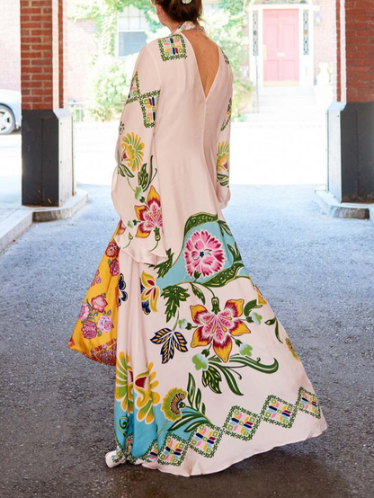 Jillian Women's Floral Long Sleeve Maxi Dress