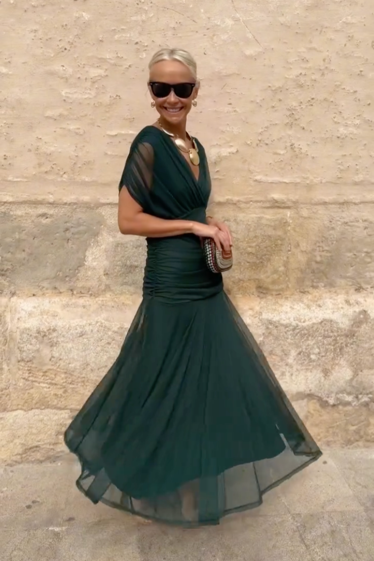 Women's V-Neck Maxi Dress Elegant Partywear