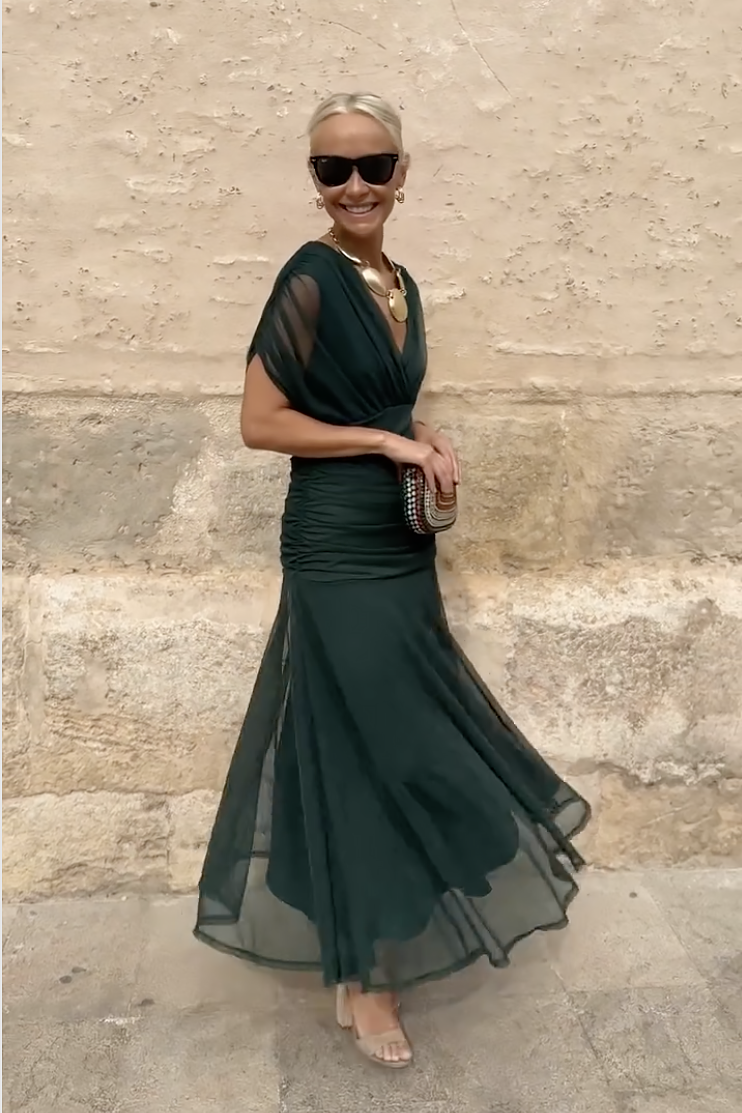 Women's V-Neck Maxi Dress Elegant Partywear