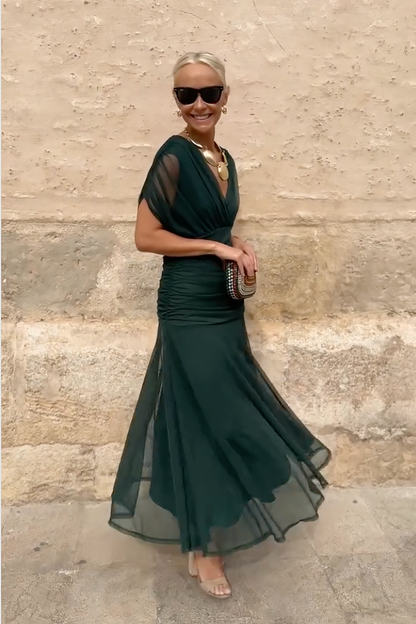 Women's V-Neck Maxi Dress Elegant Partywear