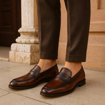 Men's Leather Loafers Leather Upper Brown