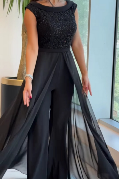Women's Wide Leg Jumpsuit With Skirt Overlay