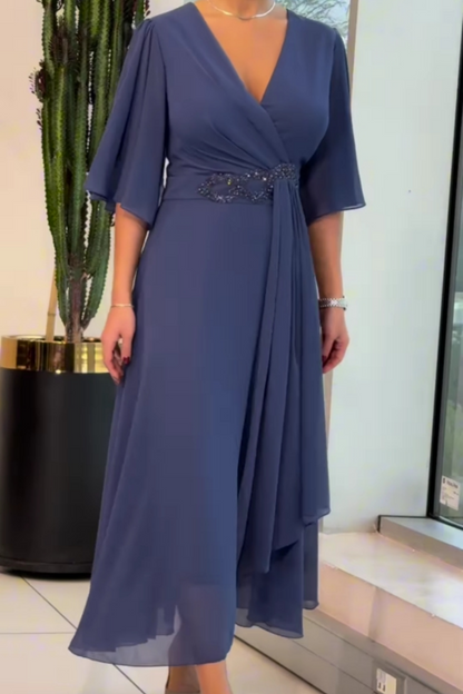 Women's V-Neck Maxi Dress Elegant