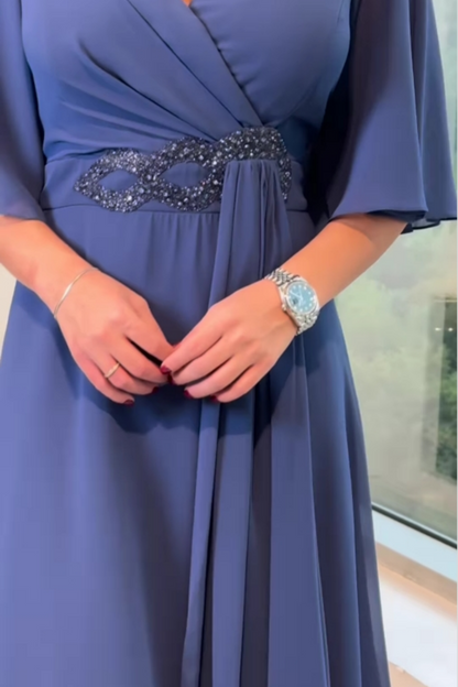 Women's V-Neck Maxi Dress Elegant