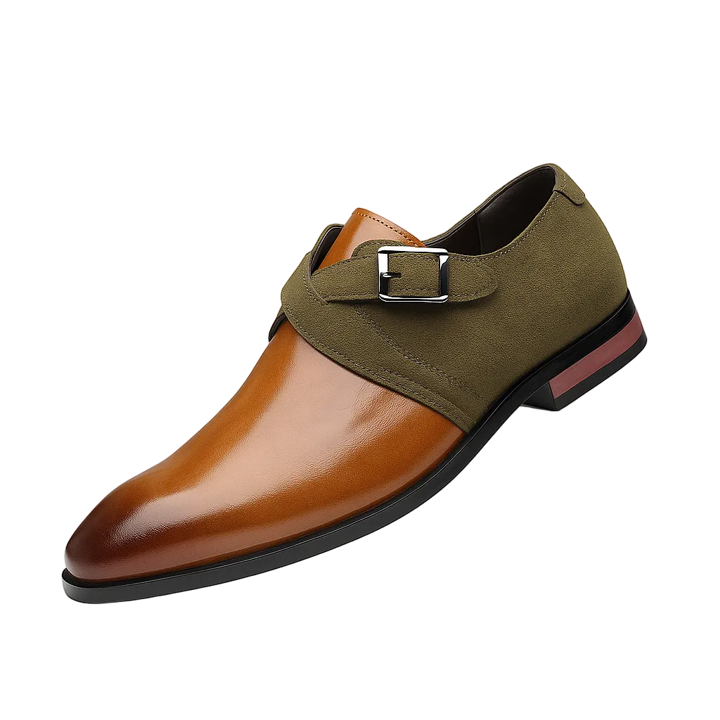 Men's Leather Loafers Buckle Brown - Vonnera