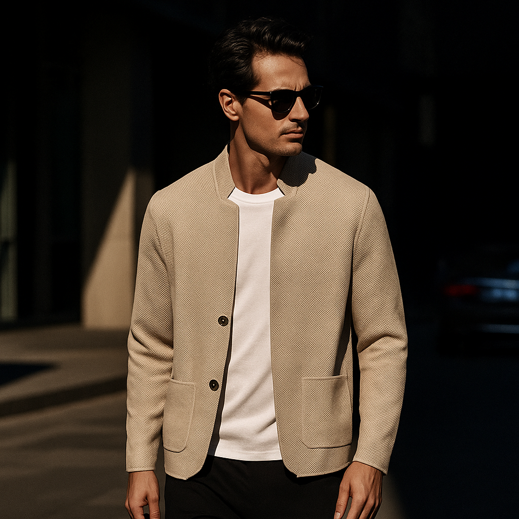 Men's Cardigan Button Front Pocket Design