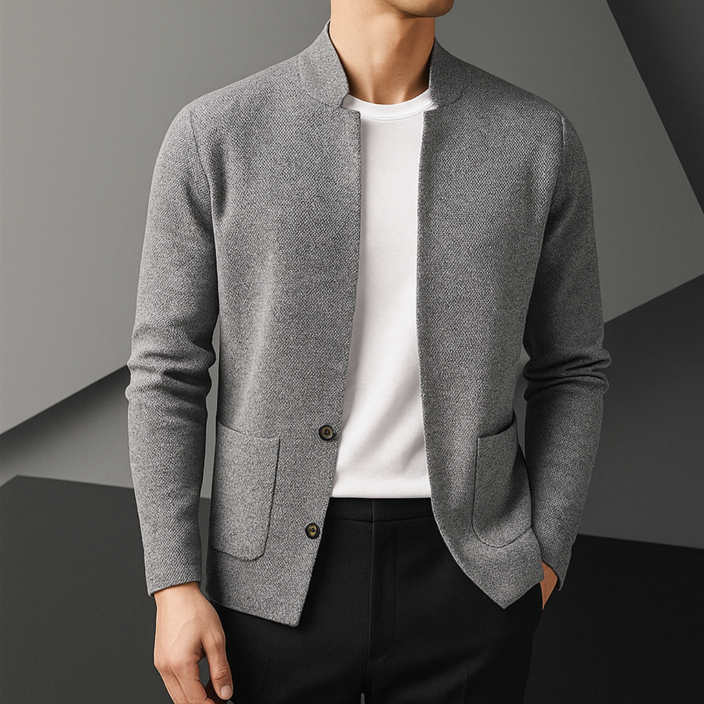 Men's Cardigan Button Front Pocket Design