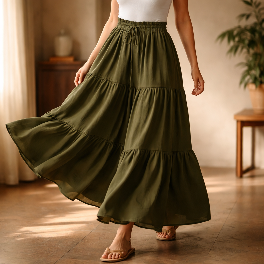 Women's Flowy A-Line Ruffle Skirt - Vonnera