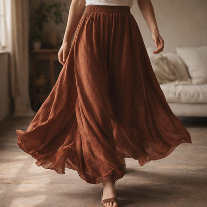Calista Women's A-Line Linen Skirt - Vonnera