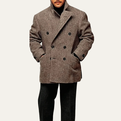 Men's Wool Herringbone Blazer Brown