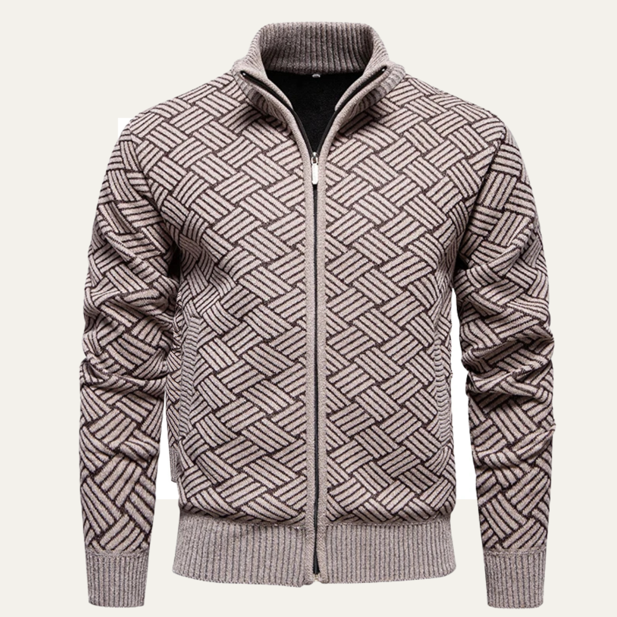 Dundee Men's Textured Knit Cardigan Warm Beige