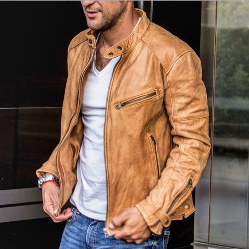 Men's Leather Jacket Weather Resistant - Vonnera