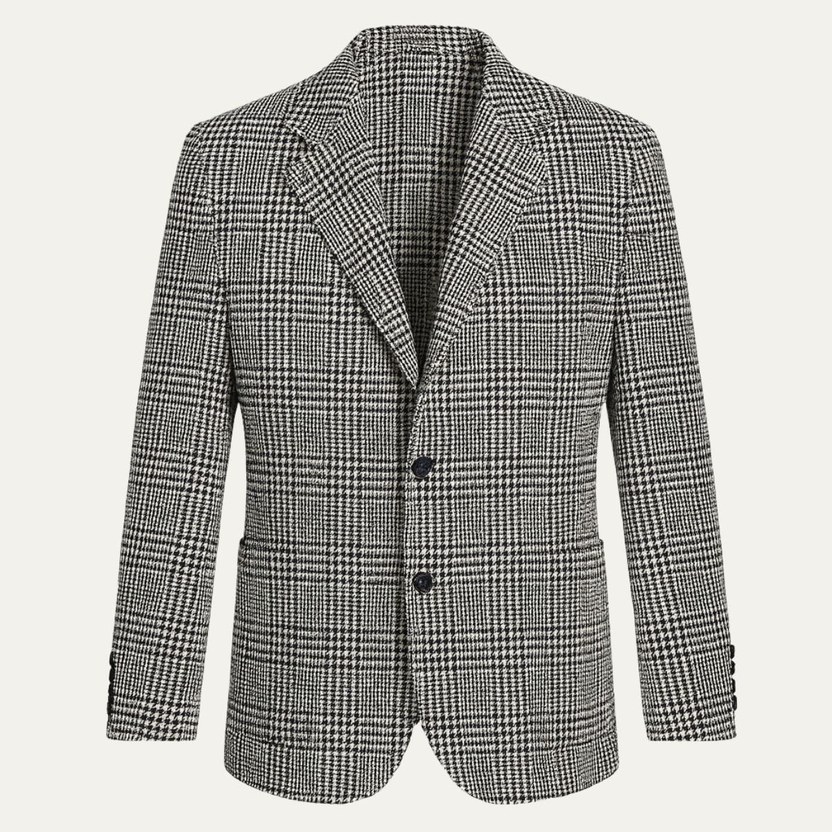 Men's Houndstooth Blazer Slim Fit Checked Wool Black - Vonnera