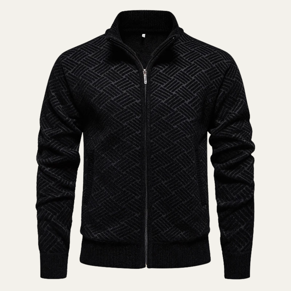 Dundee Men's Textured Knit Cardigan Warm Beige - Vonnera