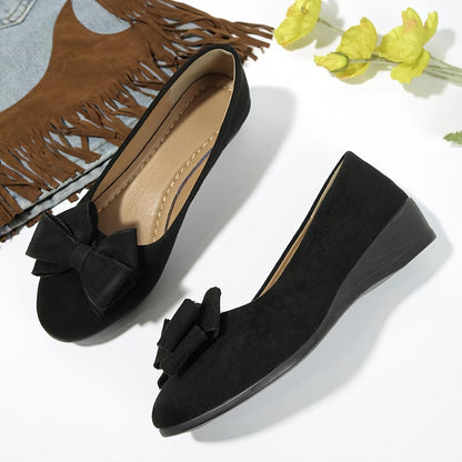 Bella | Women's Bow Detail Round Toe Ballet Flats Slip-On