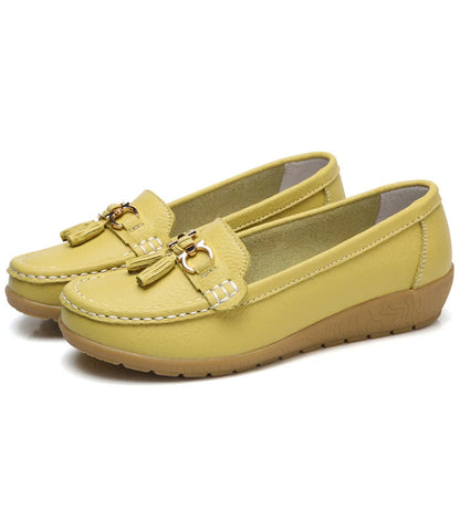 Women's Leather Cut Out Ballet Flats