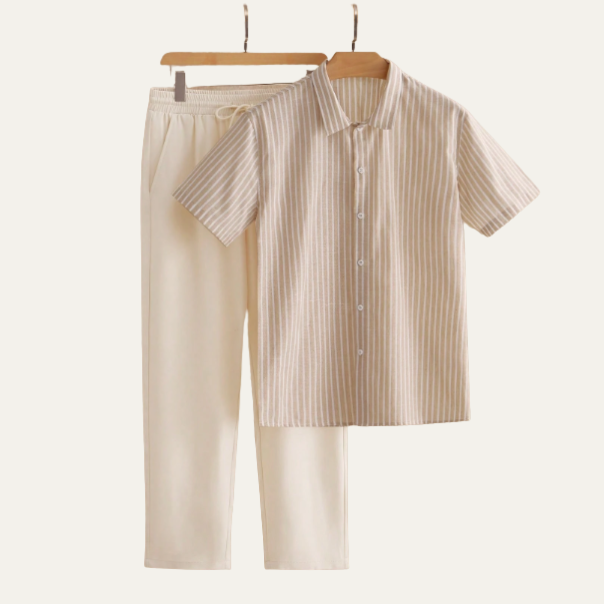 Men's Textured Button Up Casual Shirt And Pants Set