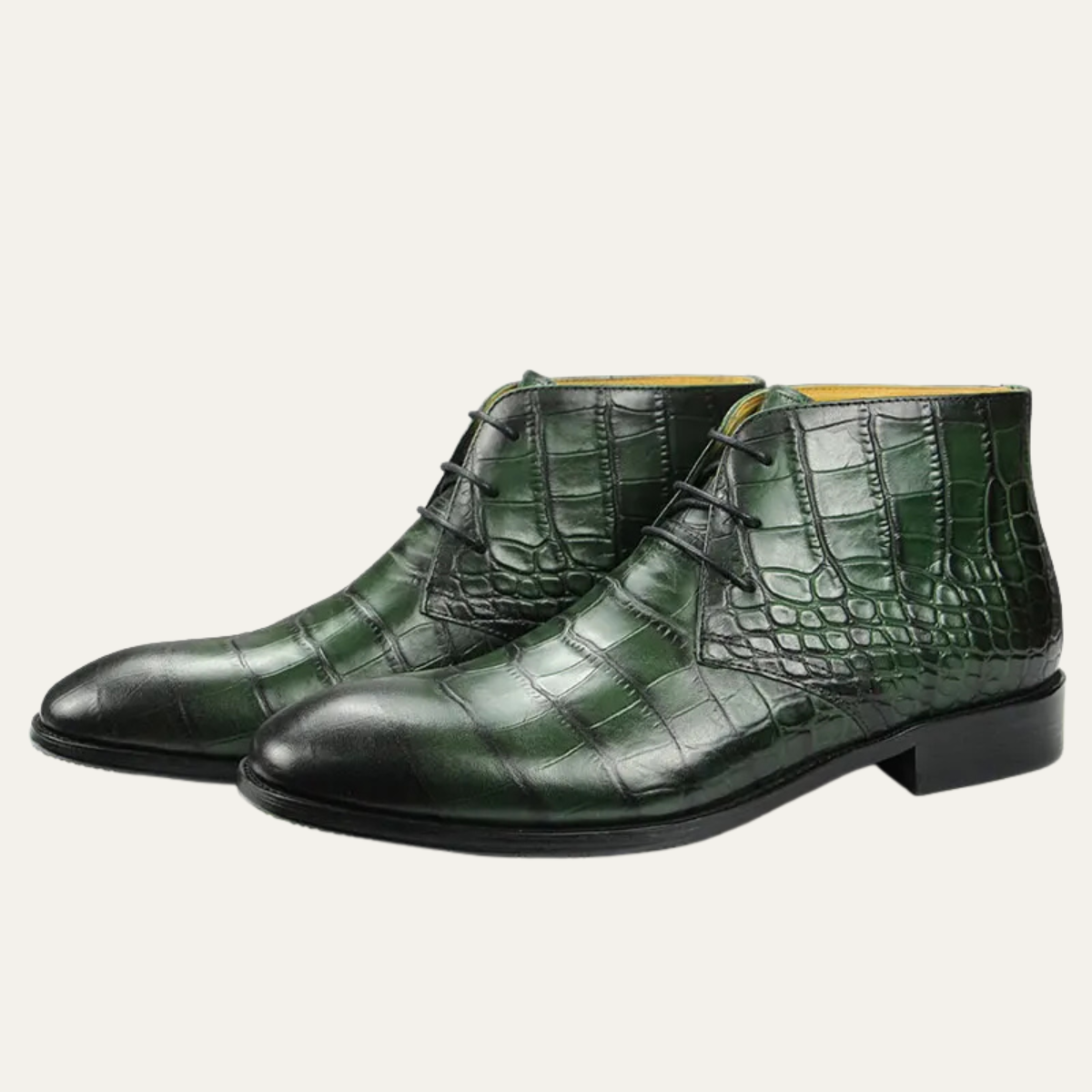 Men's Crocodile Leather Boots Lace-Up Brown - Vonnera