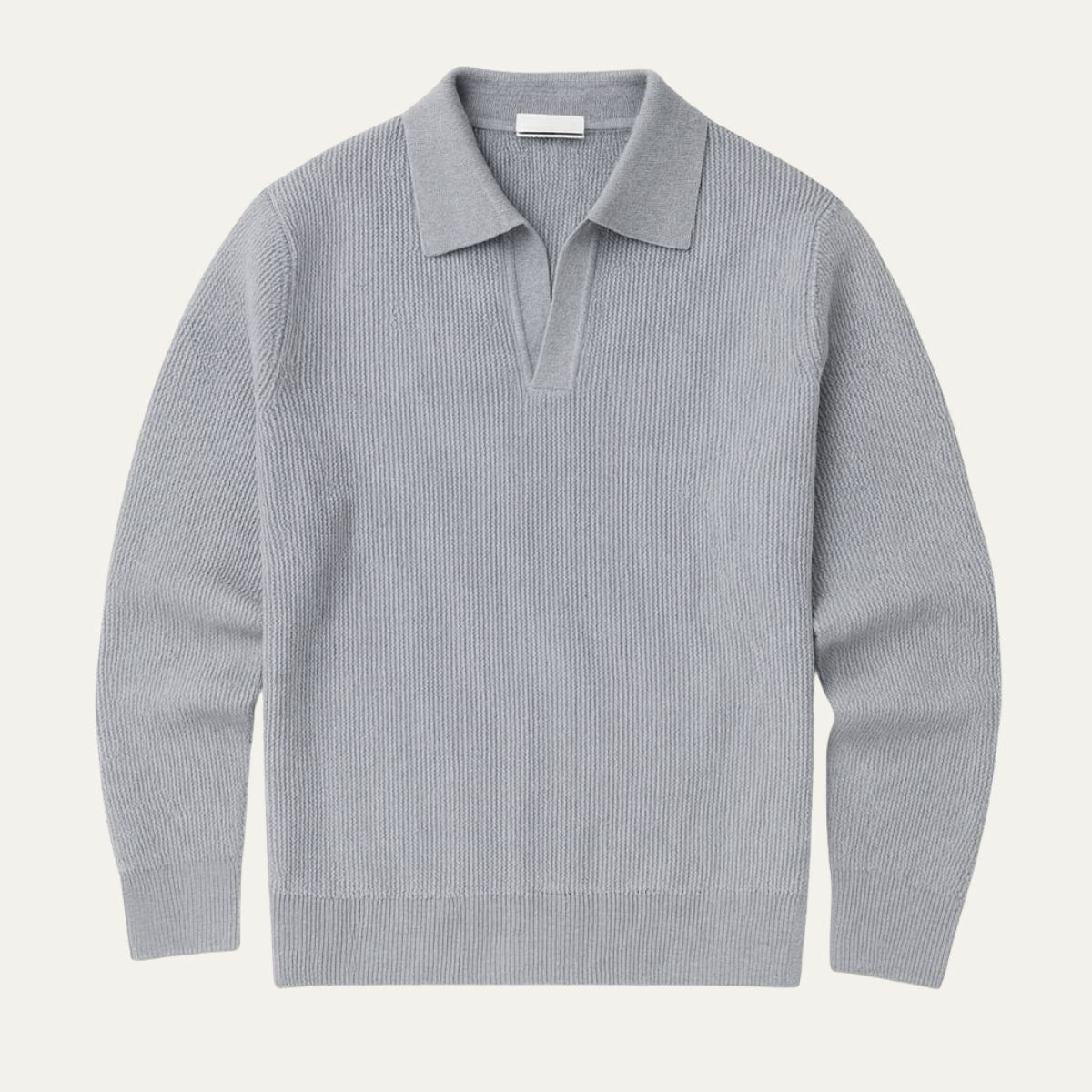 Men's Knitted Long Sleeve Polo Sweater Open Collar - Vonnera