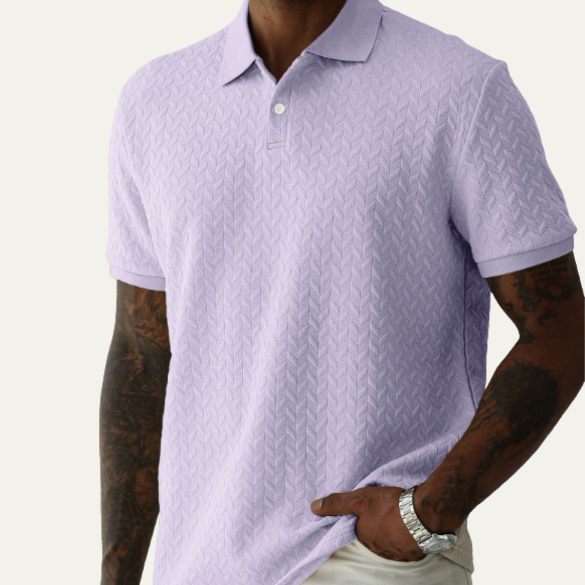 Men's Textured Polo Shirt Summer Casual