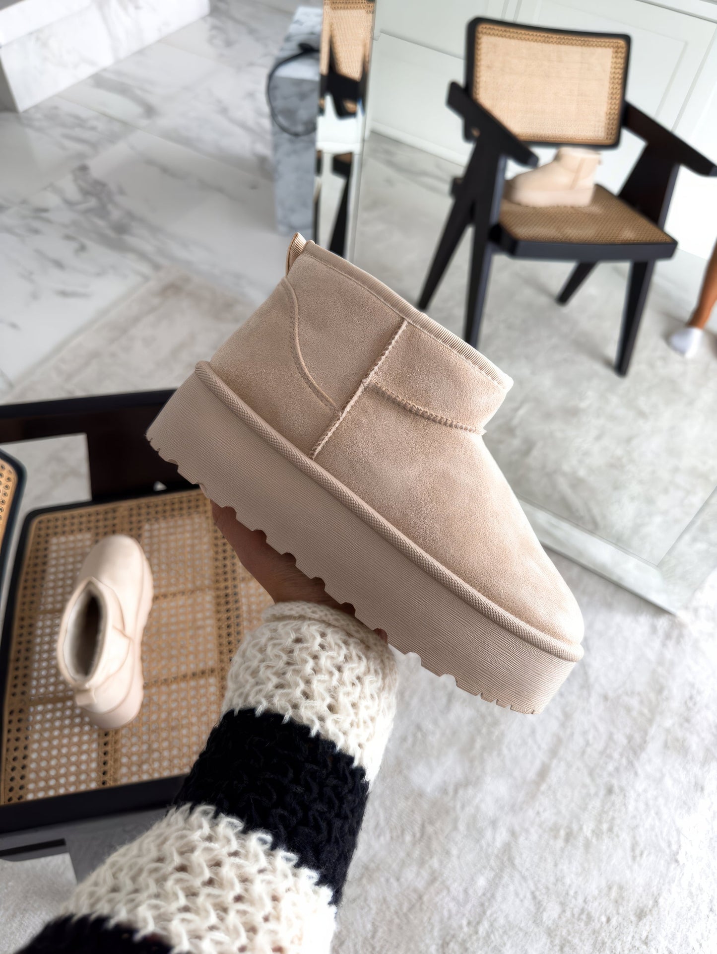 Women's Low Ankle Platform Boots Slip On