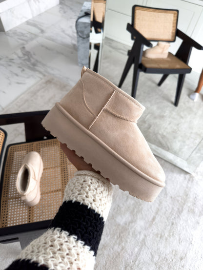 Women's Low Ankle Platform Boots Slip On