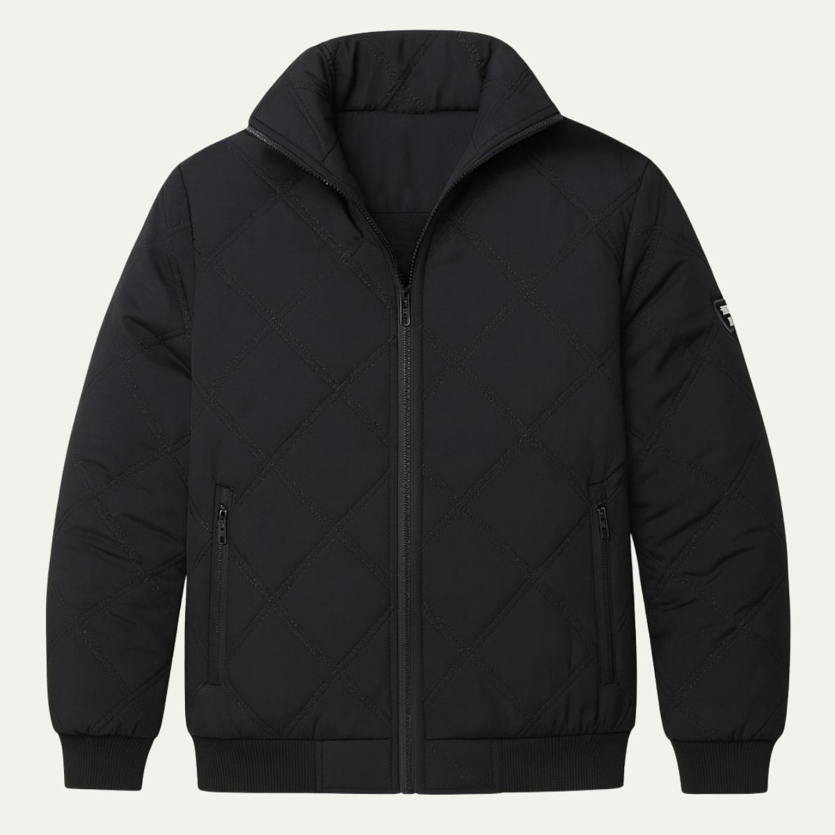 Men's Quilted Fleece Jacket Thick Warm Stand Collar - Vonnera