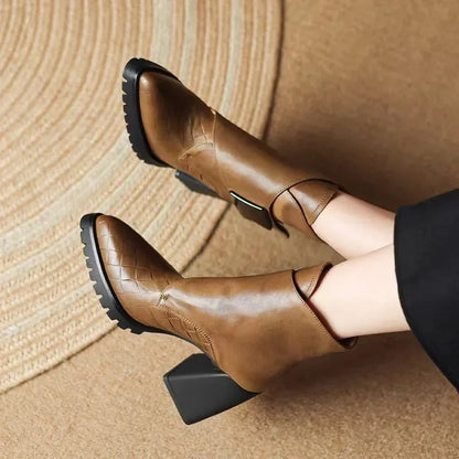 Women's Square Toe Ankle Boots Block Heel