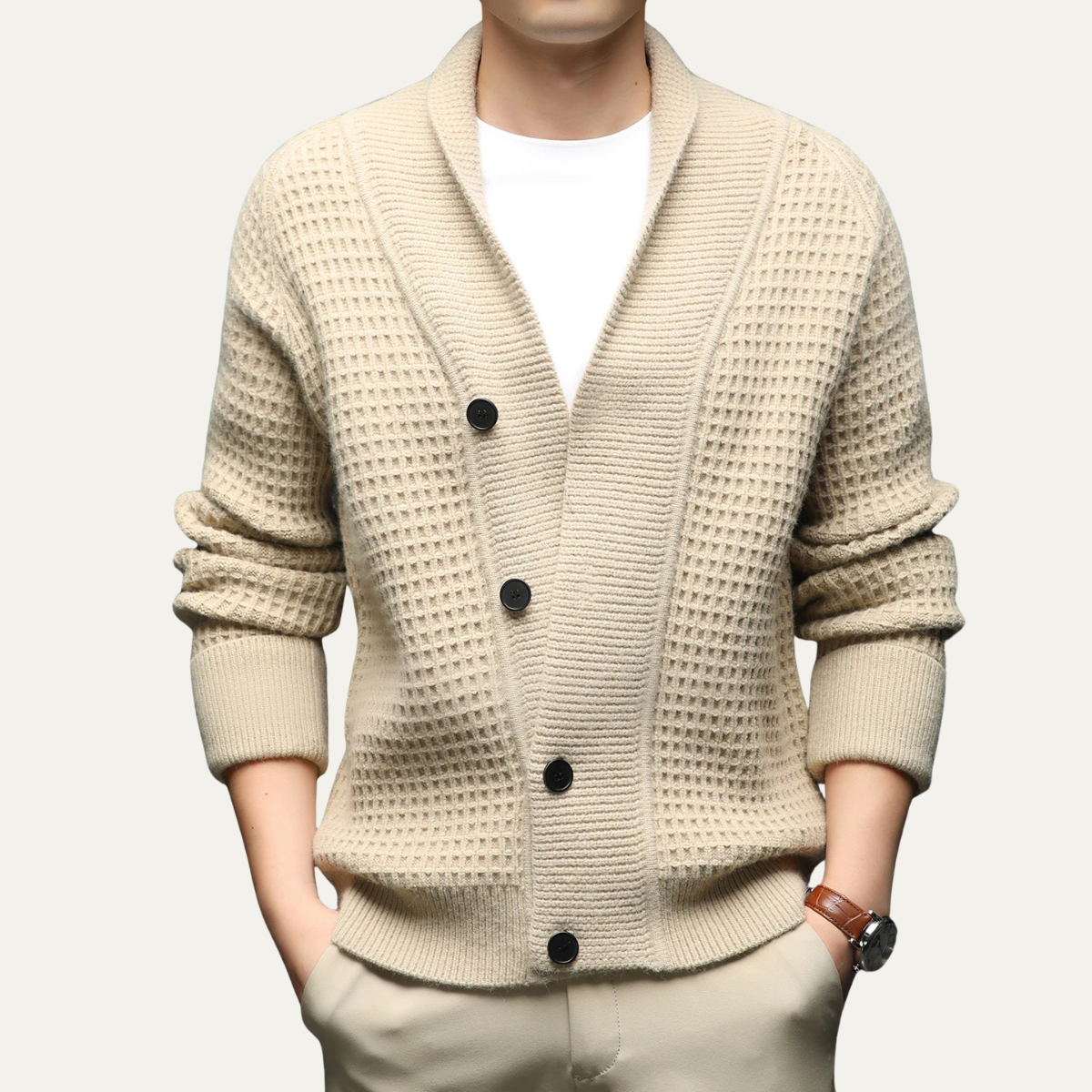 Hebrides Men's Knit Cardigan Shawl Collar Chunky
