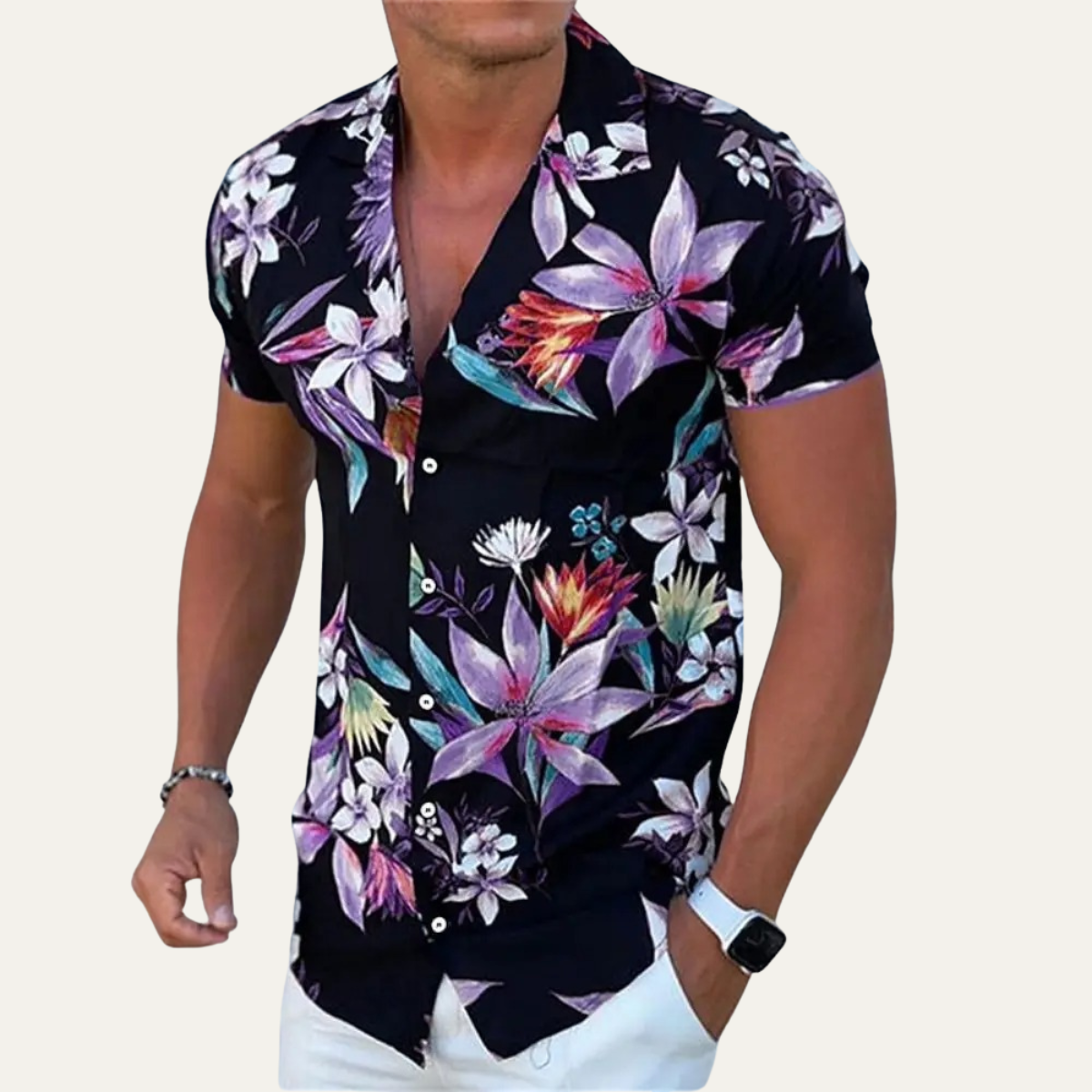 Men's Hawaiian Beach Shirt Tropical Print Coconut Design