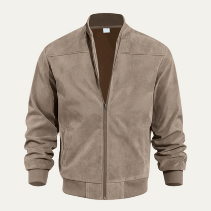 Men's Suede Bomber Jacket Vintage Style
