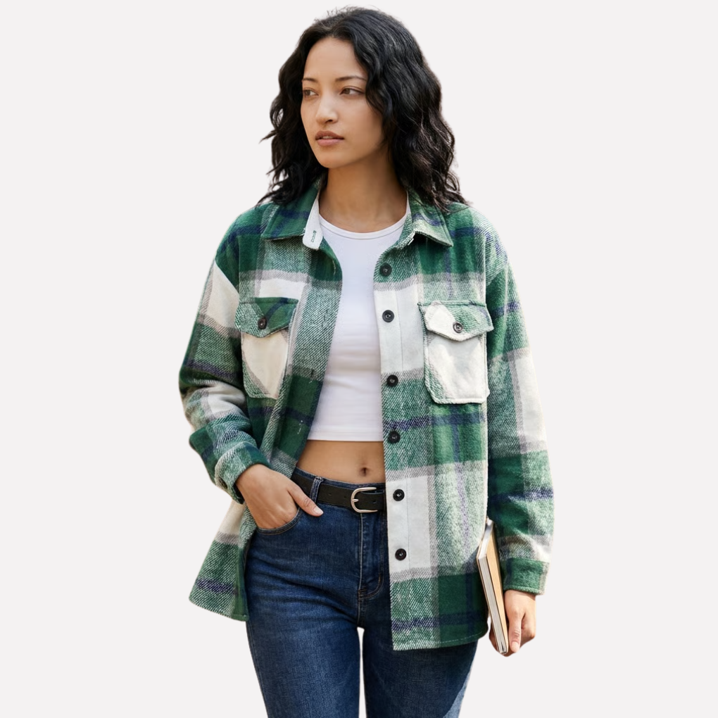 Women's Plaid Flannel Shirt Jacket - Vonnera