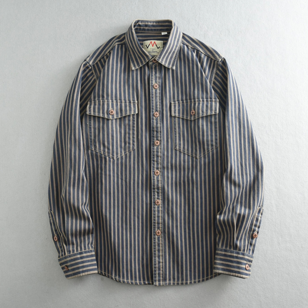 Men's Striped Button Down Shirt Cotton Casual Classic
