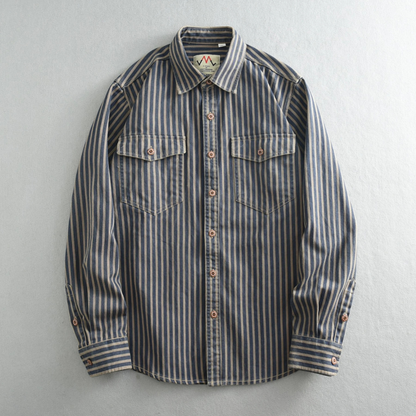 Men's Striped Button Down Shirt Cotton Casual Classic