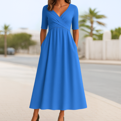 Women's Short Sleeve Crossed Dress