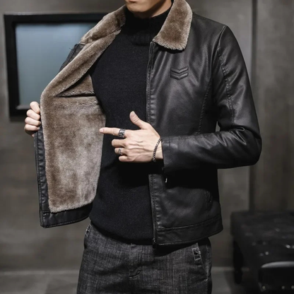 Menton Men's Shearling Leather Jacket Fleece Lined