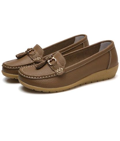 Women's Leather Cut Out Ballet Flats