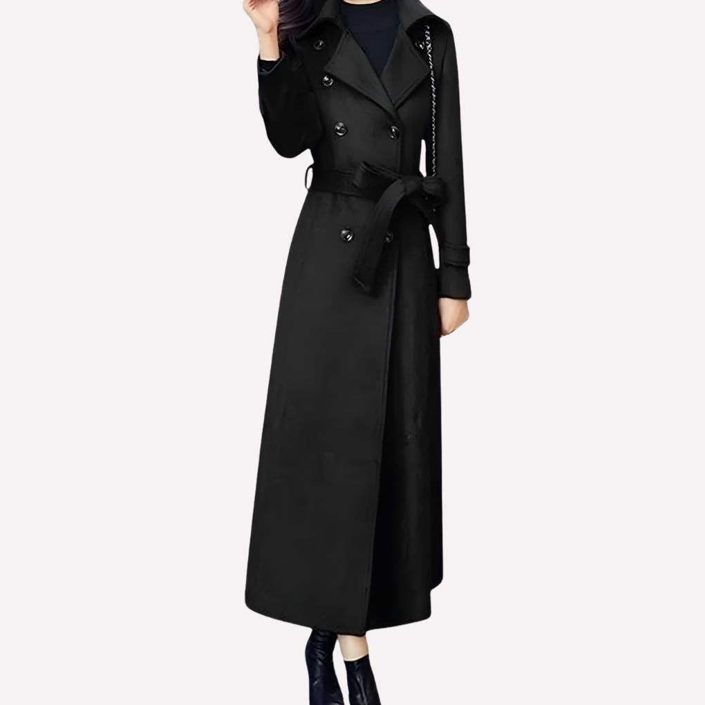 Women's Long Coat Shawl Collar Wool Belted - Vonnera