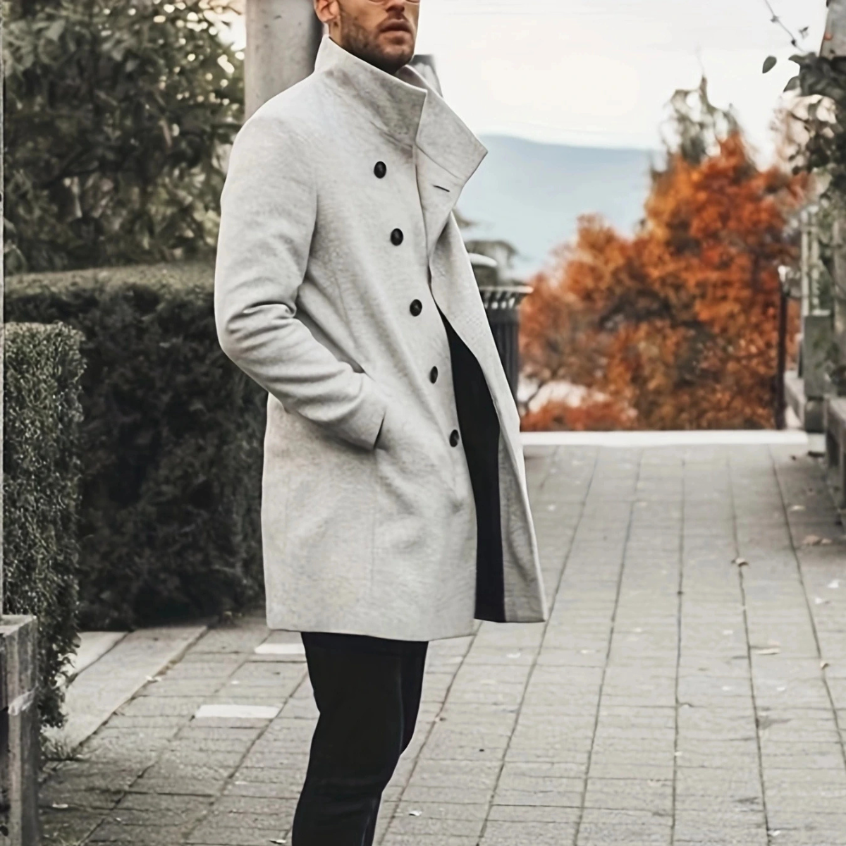 Men's Wool Blend Overcoat Thickened Winter Coat