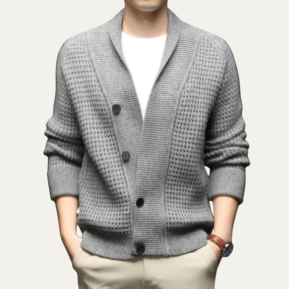 Hebrides Men's Knit Cardigan Shawl Collar Chunky