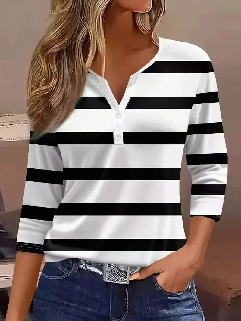 Women's Striped Henley