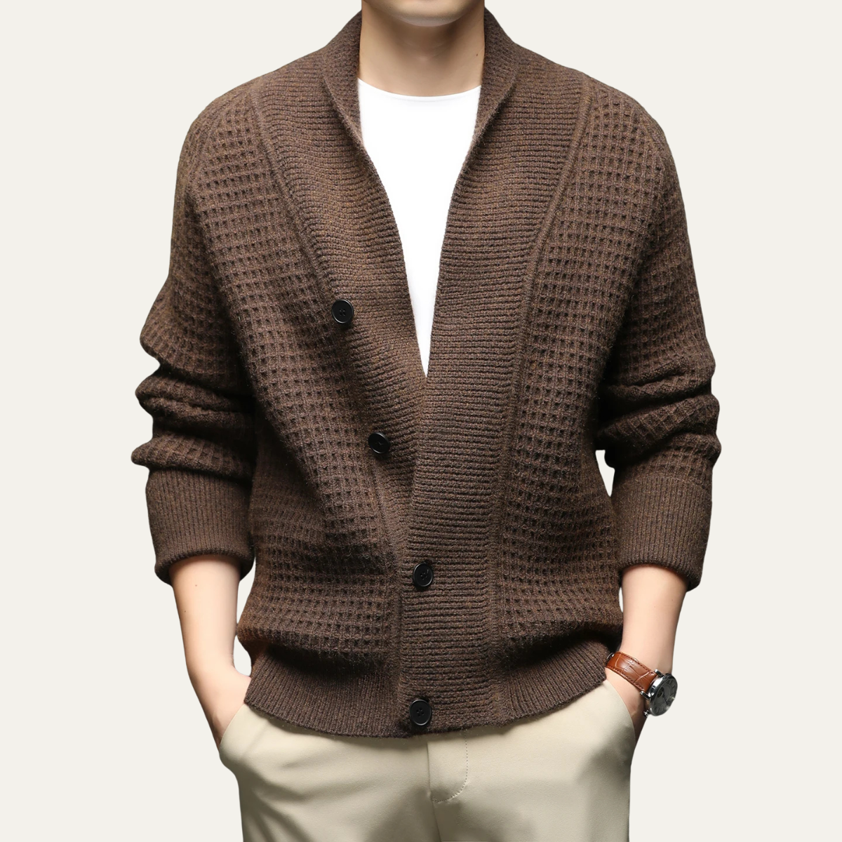 Hebrides Men's Knit Cardigan Shawl Collar Chunky