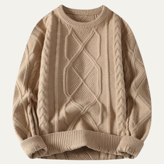 Men's Cable Knit Fisherman Sweater Warm Chunky Wool - Vonnera