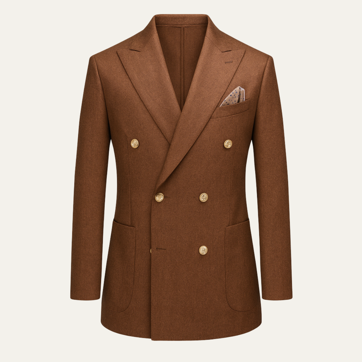 Men's Brown Double Breasted Suit Slim Fit - Vonnera