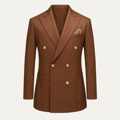 Men's Brown Double Breasted Suit Slim Fit - Vonnera