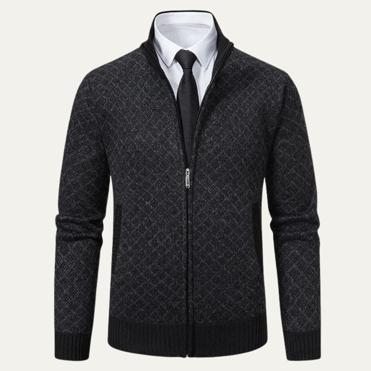 Men's Smart Knit Zip Up Cardigan - Vonnera