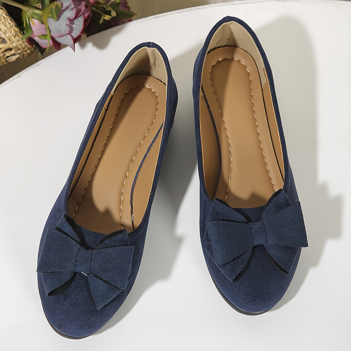 Bella | Women's Bow Detail Round Toe Ballet Flats Slip-On