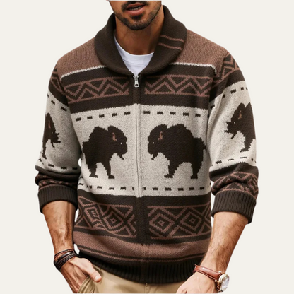 St Andrews Men's Buffalo Print Cardigan