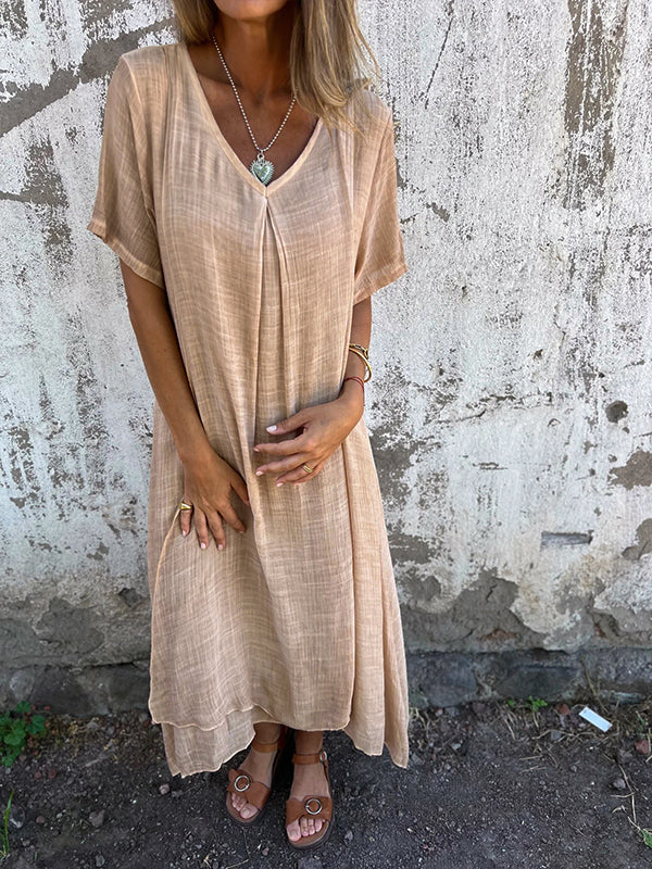 Women's V-Neck Loose Fit Dress - Vonnera
